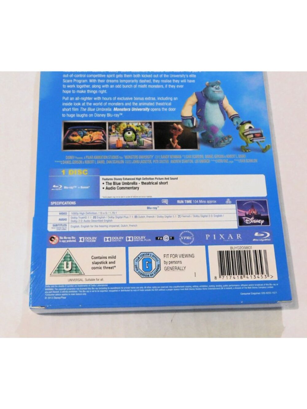 Disney Pixar Monsters University Steelbook Blu-ray Movie Billy Crystal Sealed - Picture 4 of 4